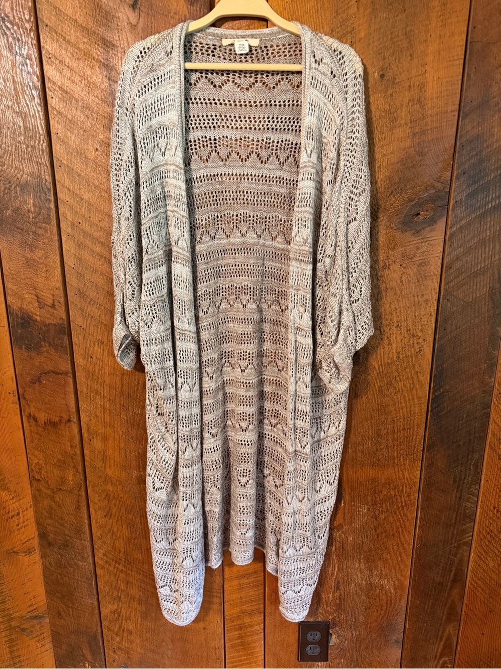 ✨ Do It Vis | Boho Crochet Open Stitch Longline Duster Cottagecore • M